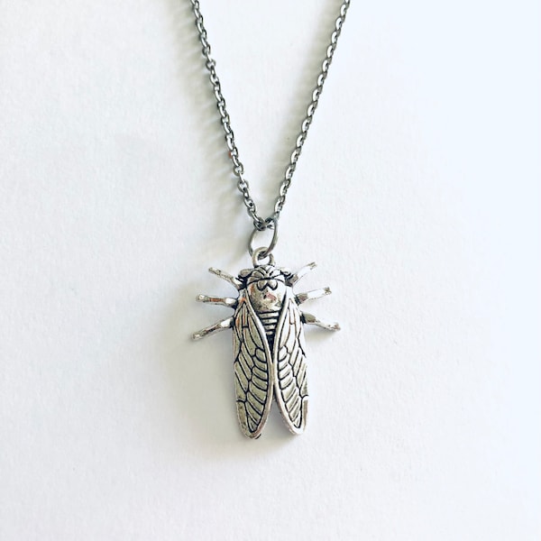 Cockroach Necklace, Silver Cicada Necklace Stainless Steel, Fly Bug Creepy Crawly