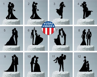 MADE In USA, Your Choice of 12 Different Wedding Cake Toppers to Choose From, Bride and Groom Silhouette Wedding Cake Topper Acrylic