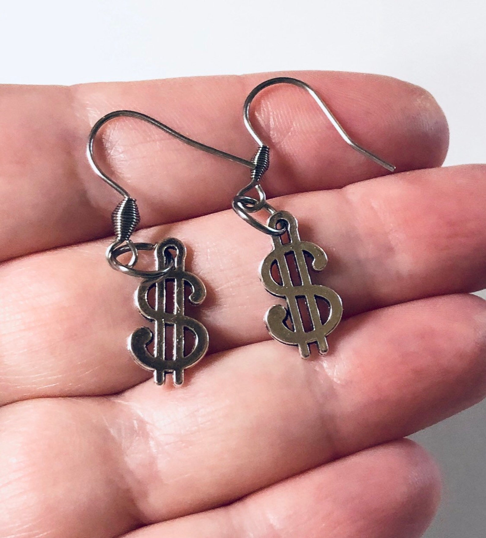 Dollar Bill Earrings Drop Dangle Money Sign Earrings Dollar Etsy