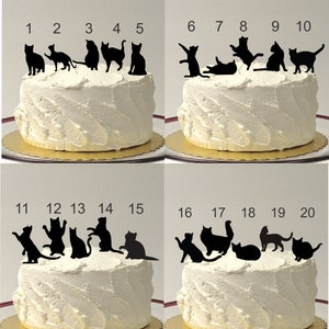 MADE In USA, Cat Bride & Groom Silhouette Wedding Cake Topper With Pet Cat Family of 3 Silhouette Engagement Cake Topper Bride and Groom image 2