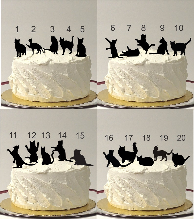 MADE In USA, Cat Bride & Groom Silhouette Wedding Cake Topper With Pet Cat Family of 3 Silhouette Engagement Cake Topper Bride and Groom image 2