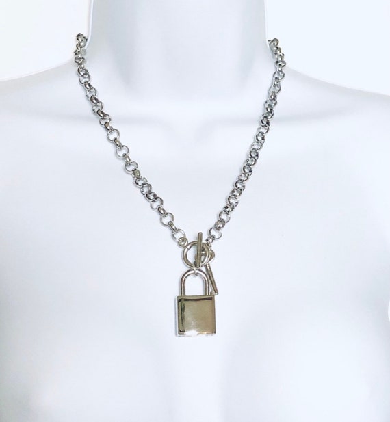 Silver Lock \u0026 Key Necklace With Real 
