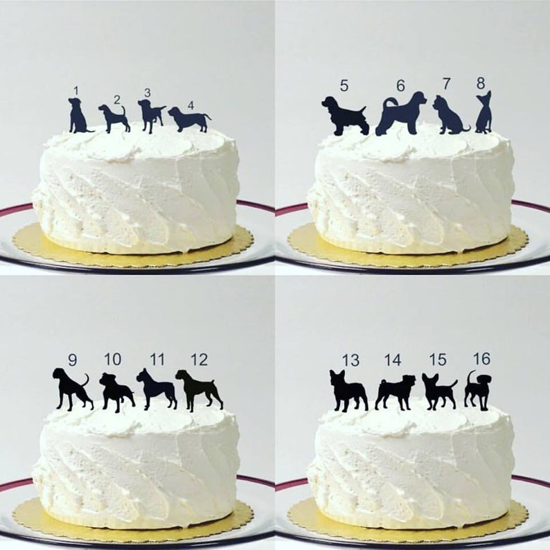 Wedding Cake Topper with Dog Personalized Silhouette, Bride and Groom Cake Topper, MADE In USA, image 4