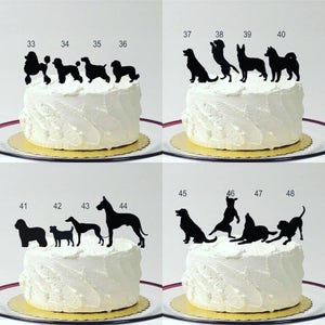 Wedding Cake Topper with Pet Dog Choice of 48 Different Dogs, Silhouette Figurines Cake Topper with Dog Family of 3, Bride Hair Down image 4