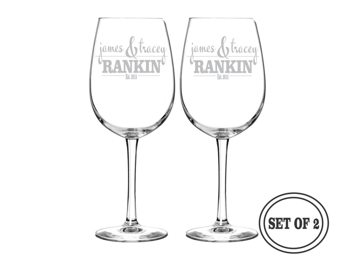 2 ETCHED Wine Glasses Personalized Wine Glasses Wedding Gift Etsy