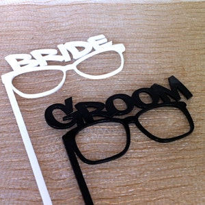 Thick ACRYLIC PHOTOBOOTH PROPS Bride and Groom Glasses Strong and Durable Acrylic Wedding Photo Booth Props Bride and Groom Gloasses image 1