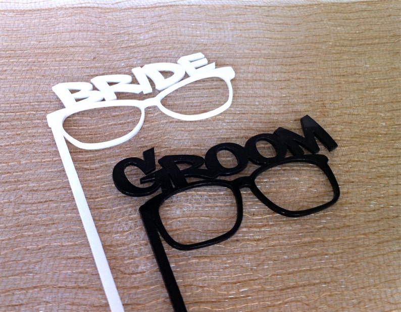 Thick ACRYLIC PHOTOBOOTH PROPS Bride and Groom Glasses Strong and Durable Acrylic Wedding Photo Booth Props Bride and Groom Gloasses image 1