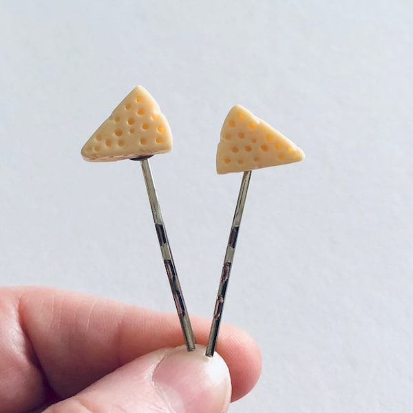 Triangle Cheese Bobby Pins, Yellow Cheese Hair Clips, Mini Food Hair Accessories