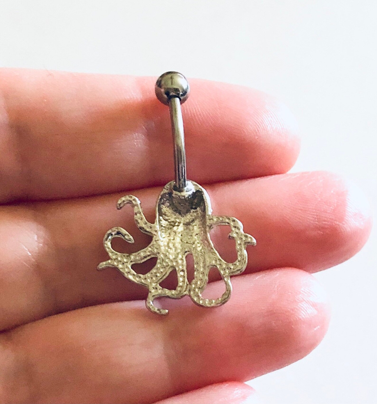 Rhinestone Encrusted Octopus Belly Button Charm Navel Etsy