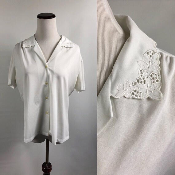 Lace Collar Vintage Buttondown White Blouse