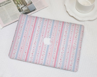 Striped Floral New Custom MacBook Case for MacBook Ret 15/13,Air 15/13,MacBook 12,MacBook Pro 16/15/14,Apple Laptop Sleeves Neo A18 Cover