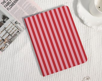 Simple Red Stripes Personalised iPad Case for iPad A16 2025,iPad Pro 2024/2022/2021,12.9"11",Air 4/5/7-13"11",iPad 8/9/10,iPad Mini 6/5.