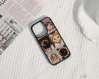 Cat Self-Portrait Soft Personalized Name Phone Case for iPhone 16/15/14/13/12 Pro Max,iPhone 16/15/14 Plus,iPhone SE 2020,iPhone 12/13 Mini