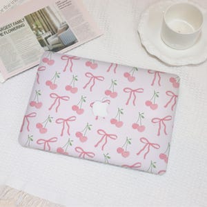 Pink Bow Tie Cherry New MacBook Case for MacBook Ret 15/13,Air 15/13,MacBook 12,MacBook Pro 16/15/14,Apple Laptop Sleeves Cover A2941 2141