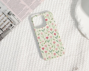 Pink Flowers Personalized Name Phone Case Cover for iPhone 16/15/14/13/12Pro Max,iPhone 16/15/14 Plus,iPhone SE 2020,iPhone 12/13 Mini.