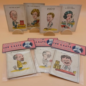 Gruppe 2 - 4er Set Vintage 1930er Jahre Cow & Gate 'Happy Family' Spielkarten - Wählen Sie eine Familie (Rahmen, Journaling oder Bastelbedarf)