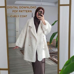 Wzór na luźny, kręcony płaszcz – gruba dzianinowa kurtka (wzór w formacie PDF)