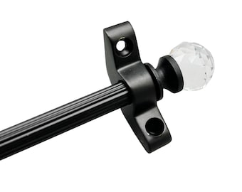 Wrought Iron Stair Rod (Set of 13) - 3/8&quot; x 28.5&quot; Simplicity Norfolk Reeded - Crystal Ball Finial