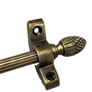 Antique Brass Stair Rod (Set of 13) - 3/8" x 28.5" Simplicity Norfolk Reeded - Pine Finial