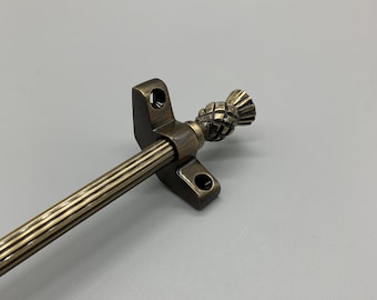 Antique Brass Stair Rod (Set of 13) - 3/8&quot; x 28.5&quot; Simplicity Norfolk Reeded - Thistle Finial