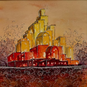 Terraces of Color---Water Colour  Painting