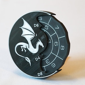 Würfelkreisel mit Lindgrün Drache mit W4, W6, D8, D10, D12, und W20 6-in-1 Würfelset für D&D, RPG oder andere Spiele