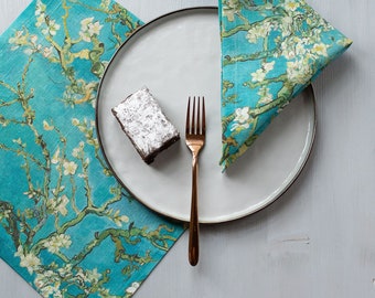 Almond Blossom by Vincent van Gogh Linen Napkins. Linen napkins for dining table.