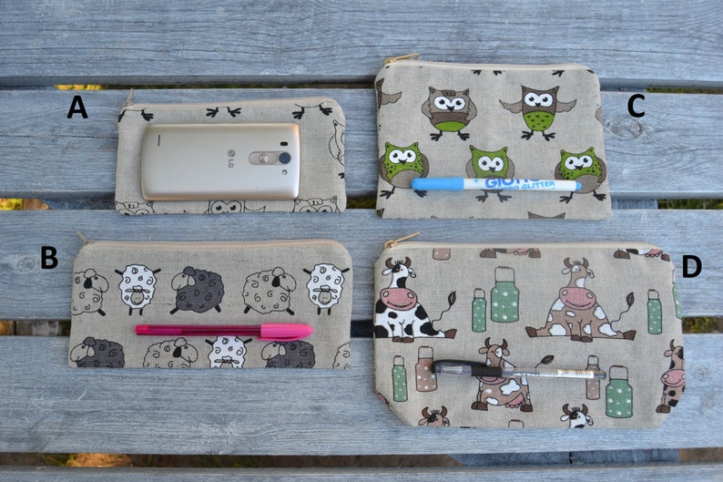 Pencil Pouch Pencil Case Back To School Grey Gray Birds