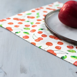 Cherry on White Linen Napkins. Napkins Bulk. image 2