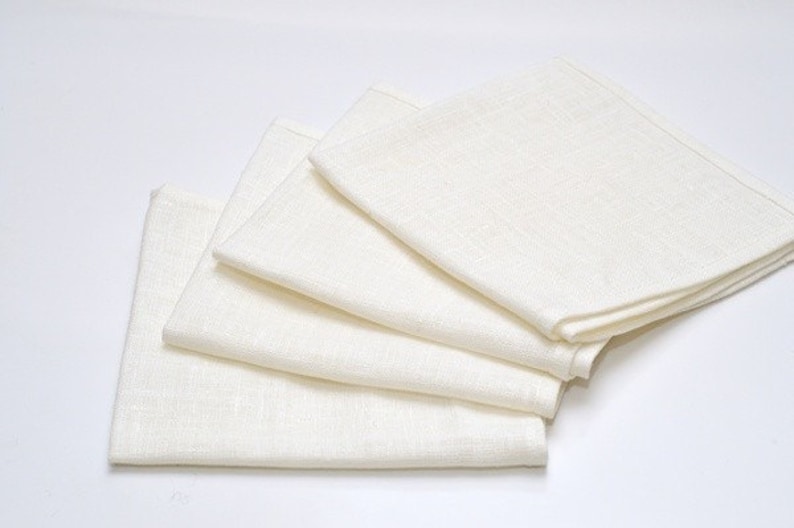 Set of 8 White Linen Napkins. Size 18 X 18 45cm Etsy