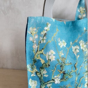 Linen Eco Friendly Lunch bag, Canvas Lunch Bag, Bag inspired by Van Gogh, Almond blossom image 6