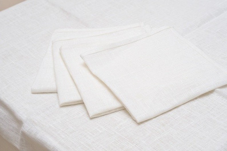 Set of 8 White Linen Napkins. Size 18 X 18 45cm Etsy