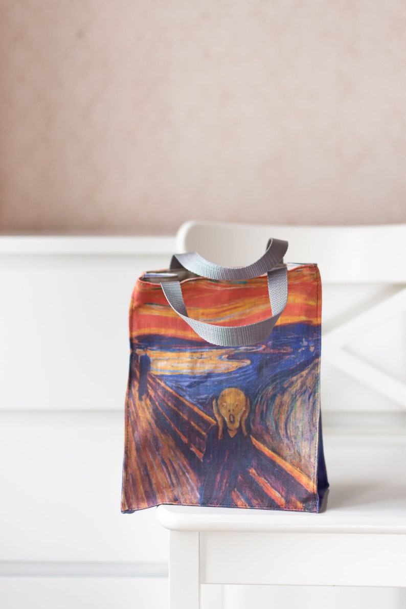 Edvard Munch, The Scream, Linen Eco Friendly Lunch bag, Canvas Lunch Bag image 2
