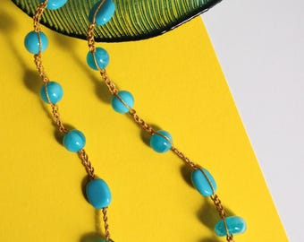 Handmade crochet necklace, Summer Beach Fashion, Beaded Crochet Jewerly