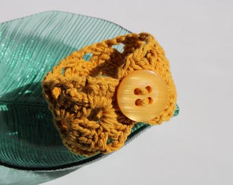 Statement Jewerly, Cuff Crochet Bracelet, Handmade Summer Jewerly Collection