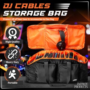 DJ-Kabel-Aufbewahrungstasche Kabel-Organizer für Audio-Ausrüstung tragen Zubehör Sound-Equipment gepolsterter Teiler Reise Gig Bag Musiker Geschenk für DJ