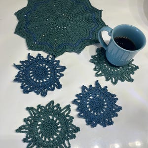 Handmade Crochet Doily,Vintage Crochet Doily,Set, Round Crochet Doily,Tablecloth,Lace Crochet Doily,Crochet Coasters,Vintage Doilies Set