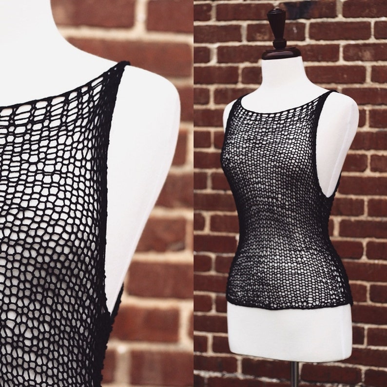 Meshy Tank Top Cover up Knitting Pattern PDF Etsy