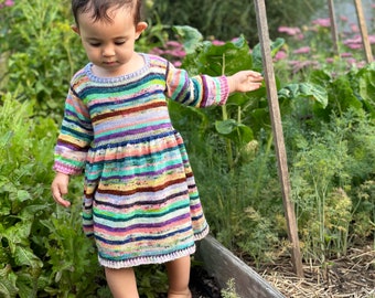 Seamless Toddler Dress Knitting Pattern PDF instant download