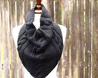 Cabled Bandana Cowl Knitting Pattern PDF instant download