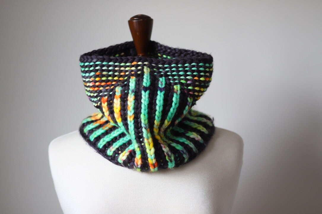 Bulky Garter Snake Cowl Brioche Knitting Pattern PDF instant download
