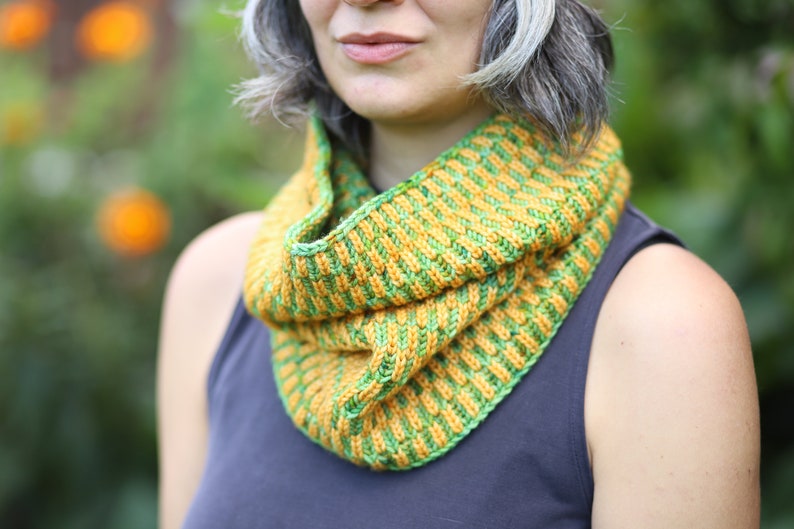 Zipline Brioche Cowl Knitting Pattern PDF instant download image 2