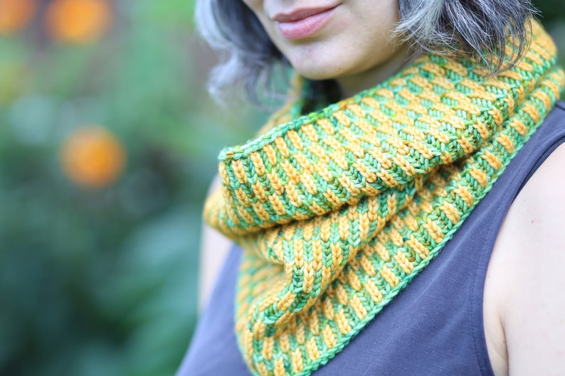 Zipline Brioche Cowl Knitting Pattern PDF instant download image 3