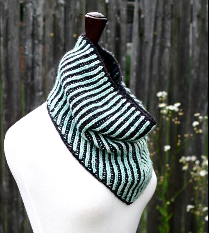 Worsted Brioche Bandana Cowl Knitting Pattern PDF instant download image 3