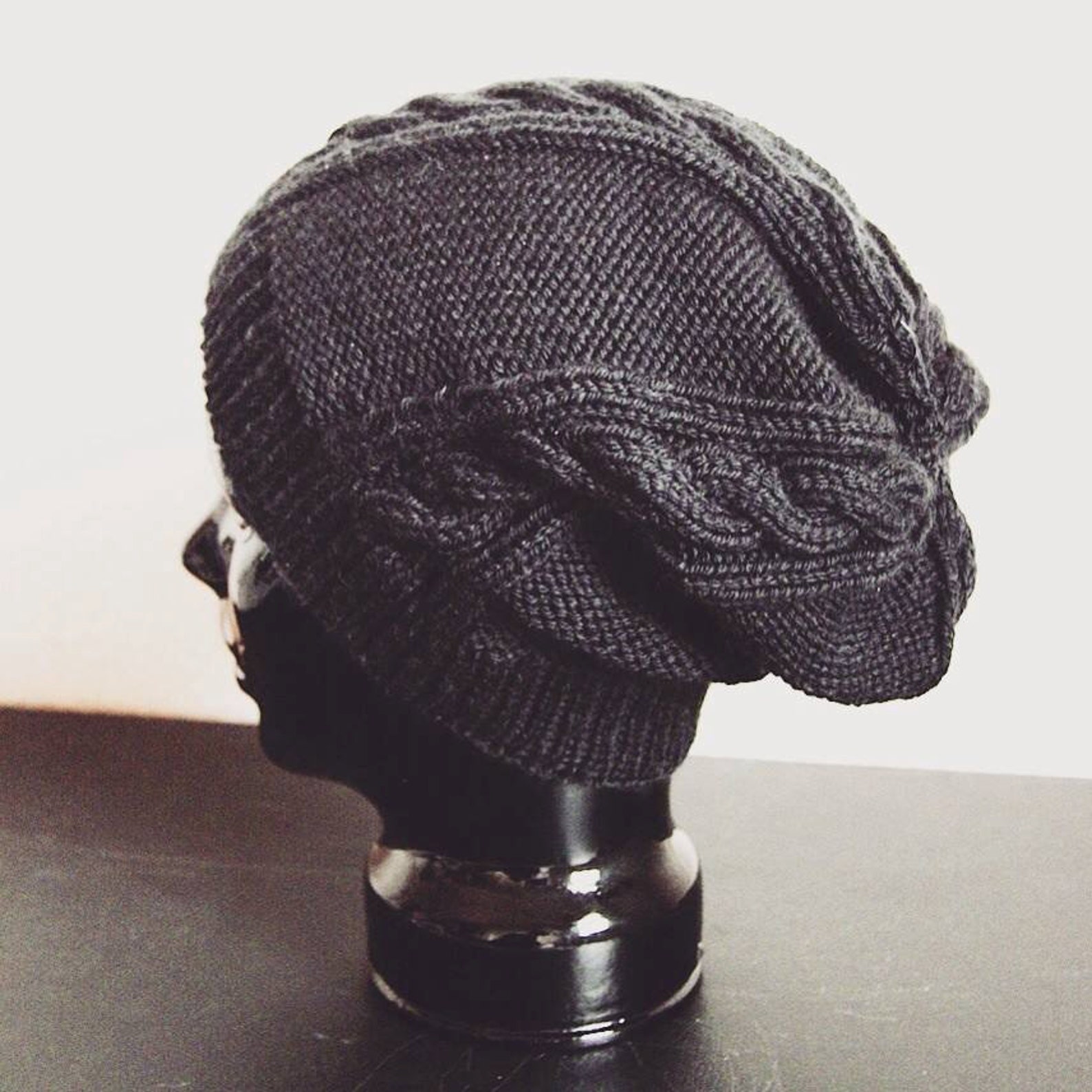 The Motorcyclist Cabled Knit Slouch Hat Pattern PDF Instant Download - Etsy
