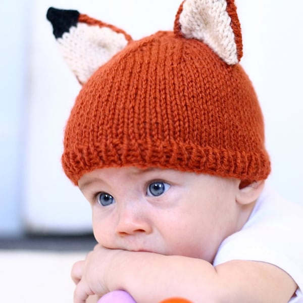 Knit Fox Hat Pattern Knitting PDF Instant download Kids Baby Knit Hat