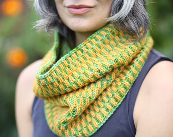 Zipline Brioche Cowl Knitting Pattern PDF instant download