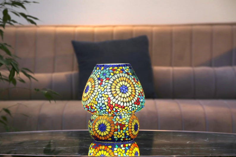 Lámpara de mosaico vintage clásica y elegante hecha a mano