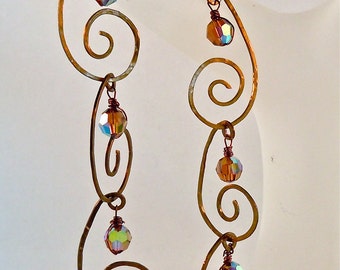 Sterling Silver/Gold/Bronze earrings,worn 3 ways/Swarovski Crystals/Gemstones