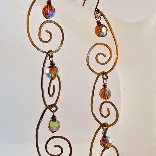 Sterling Silver/Gold/Bronze earrings,worn 3 ways/Swarovski Crystals/Gemstones